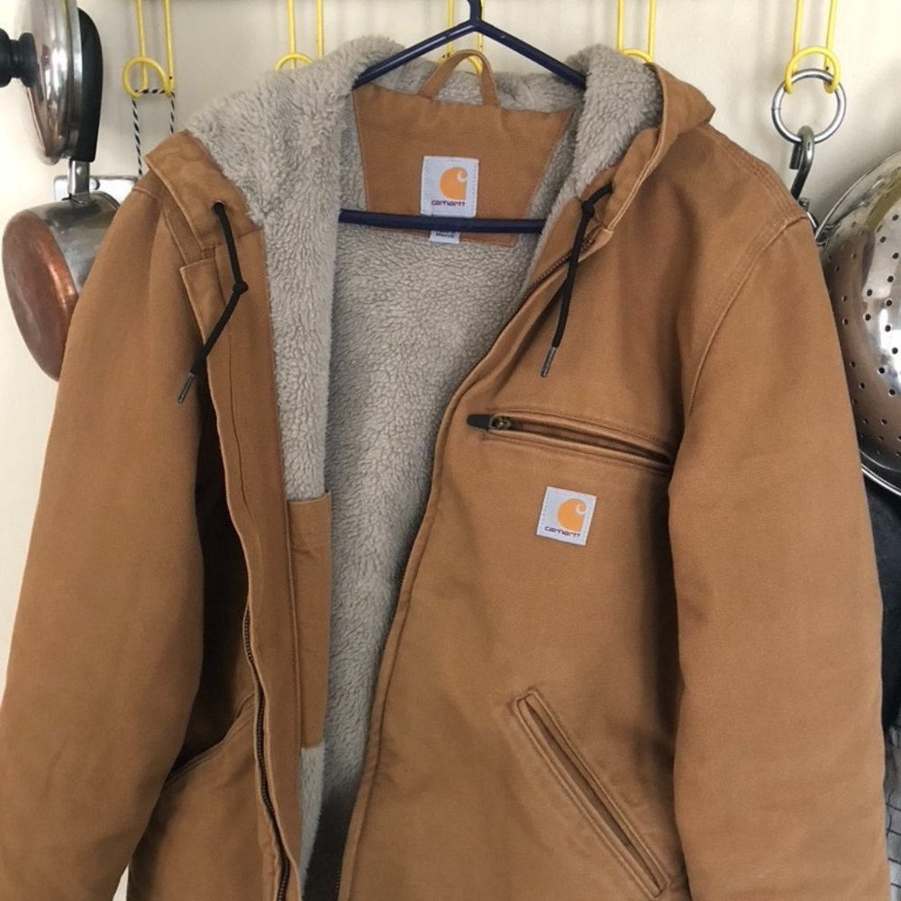 RELAXED FIT WASHED DUCK SHERPA-LINED JACKET